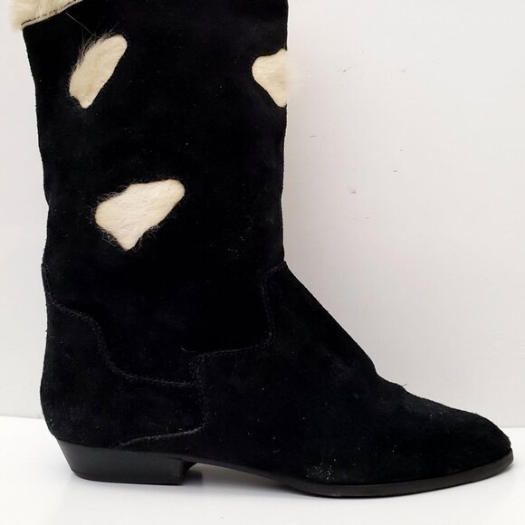 Fish Cam: Women's Black mid-calf Suede fir motif Boot , Size 6M - Picture 3 of 15